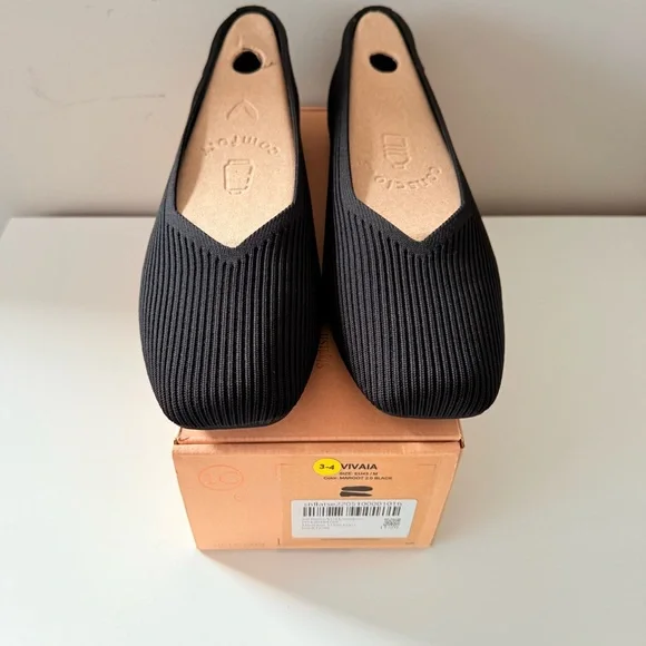 Vivaia Womens Margot 2.0 Square Toe V-Cut Flats Black Knit Size US 11 EU 43 - Picture 9 of 11